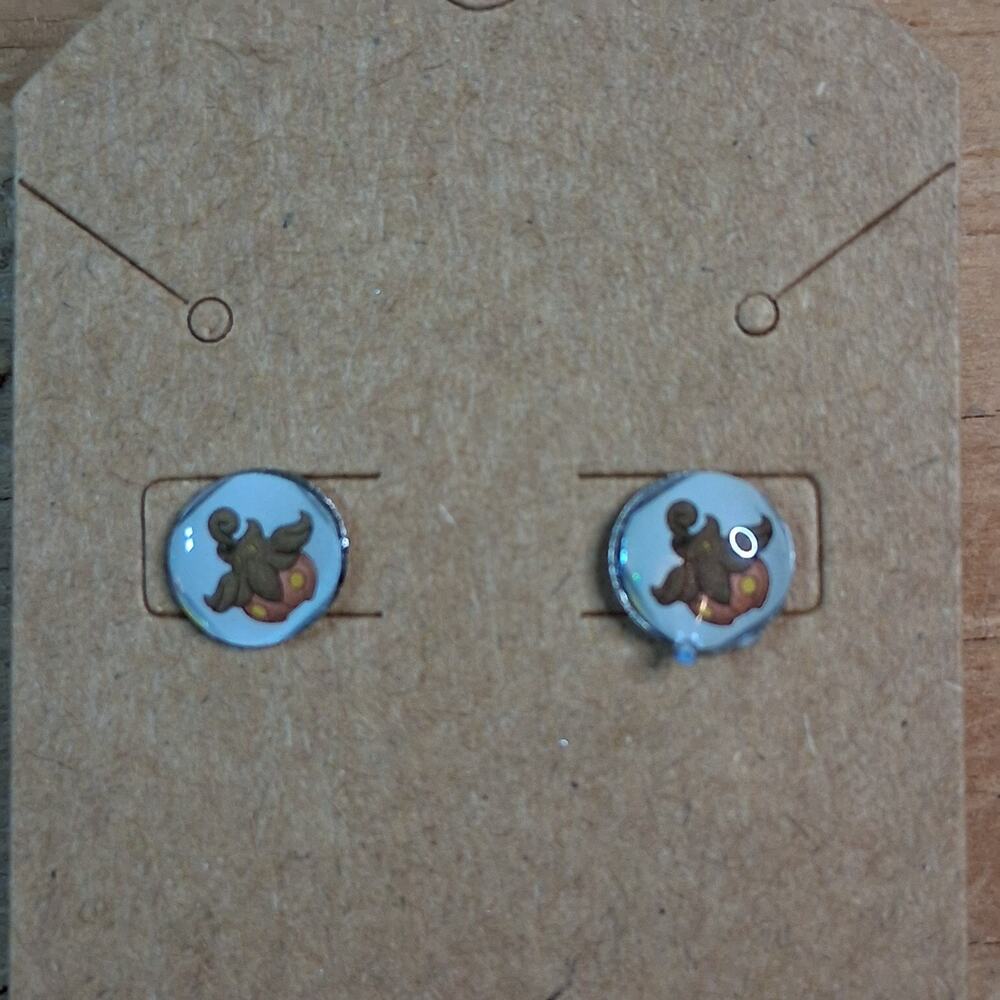 Handmade Pumpkaboo Stud Earrings Round Small Resin Jewelry Pumpkin